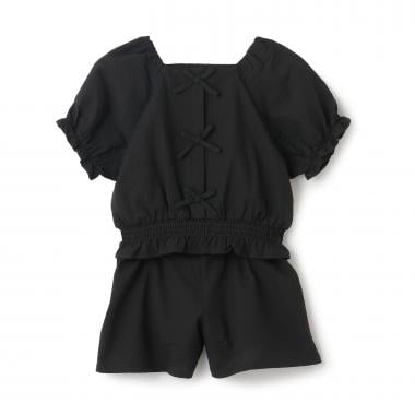 【予約/6月下旬～7月上旬入荷予定】【セットアップ】裾シャーリングトップス・ショートパンツセット