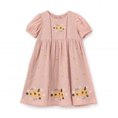 【予約/6月下旬～7月上旬入荷予定】ひまわり刺しゅうワンピース