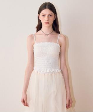 シャーリングブラトップ【韓国ファッション】