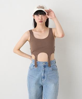 ガータードロップタンクトップ【韓国ファッション】