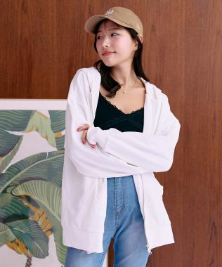 ロゴ刺繍ルーズパーカ