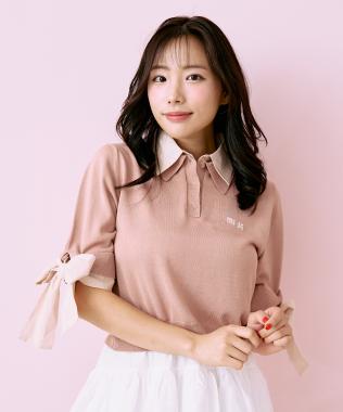 リボンスリーブレイヤードニット