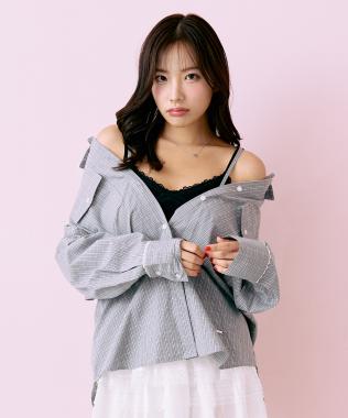 ロゴプレート付チェックシャツ
