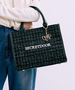 チャームつきツイードトートBAG