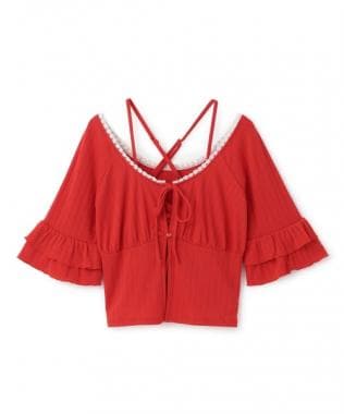 フリルスリーブカットカーデセット