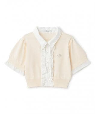 フリルレイヤード半袖ニットプルオーバー