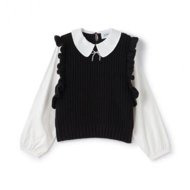 魅力的な価格 リンク】パールリボンつきニットベスト(F 黒): ナルミヤ - 大人 トップス