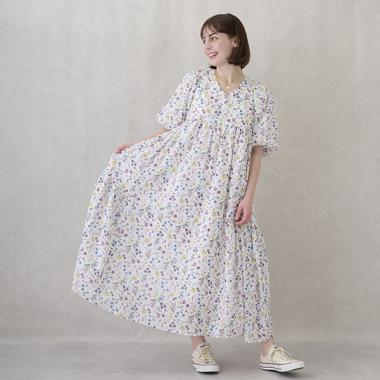 【一部予約商品5月下旬～6月上旬入荷】ラメストライプ/花柄ワンピース
