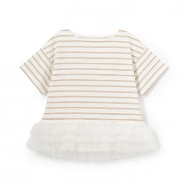 ボーダーペプラム半袖Tシャツ