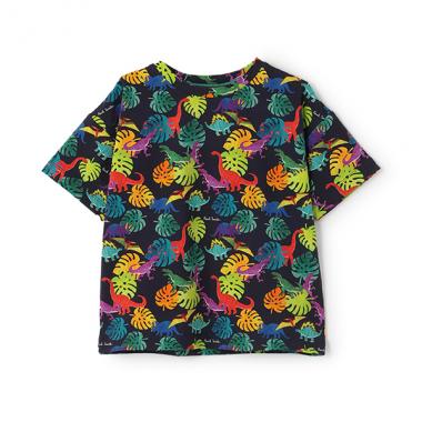 ベア天竺恐竜総柄ルーズ半袖Tシャツ