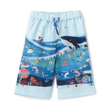 海柄・街柄パネルプリント6分丈パンツ