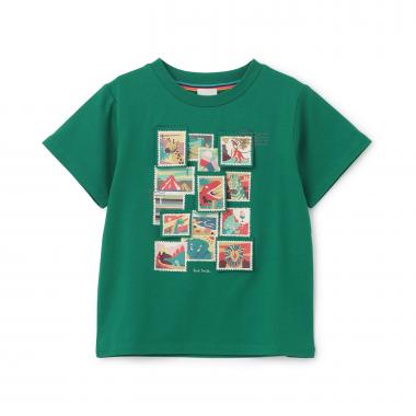 アニマル恐竜切手半袖Tシャツ