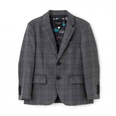 ウール2Bグレーチェックジャケット