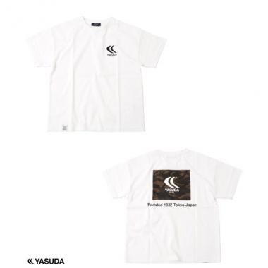 天竺・【YASUDA】接触冷感UVカットドロップショルダーバックプリント半袖Tシャツ