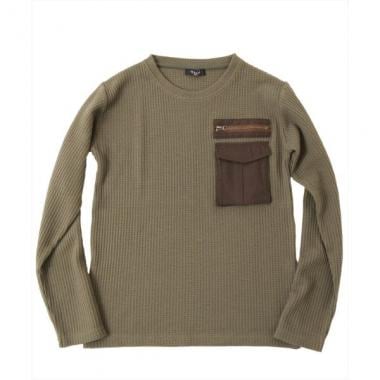 ワッフル・立体ポケット長袖Tシャツ