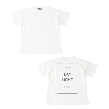 ダブルフェイス・ドロップショルダーバックロゴプリント半袖Tシャツ