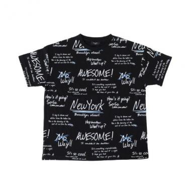 天竺・接触冷感ドロップショルダーロゴ総柄半袖Tシャツ