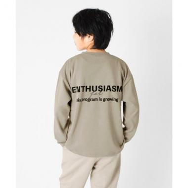 厚手天竺・ドロップショルダー前後ロゴプリント長袖Tシャツ