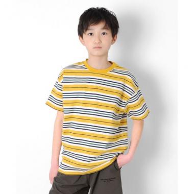 天竺・ドロップショルダーマルチボーダー半袖Ｔシャツ