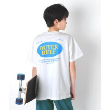 天竺・USAコットン ドロップショルダーオーバルロゴプリント半袖Tシャツ