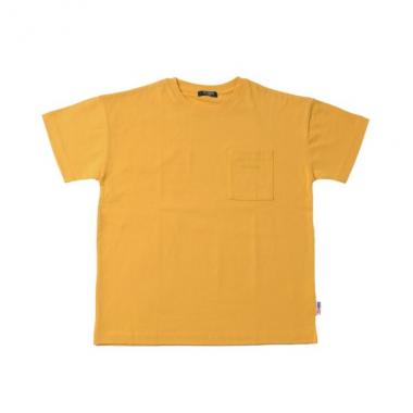 天竺・USAコットン ドロップショルダーポケット刺繍半袖Tシャツ