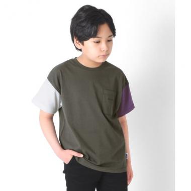 天竺・USAコットン ドロップショルダーポケット刺繍半袖Tシャツ