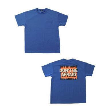 天竺・ドロップショルダーバックプリントポップロゴ半袖Tシャツ