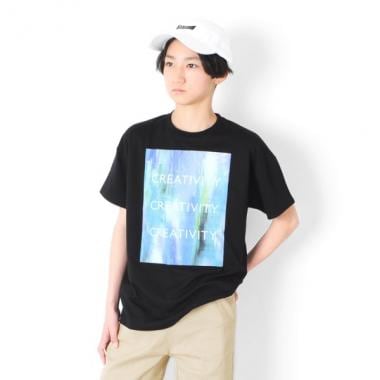 天竺・ドロップショルダーフォトプリント半袖Tシャツ