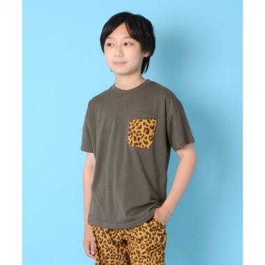 天竺・ドロップショルダー総柄Wポケット半袖Tシャツ【セットアップ対応】