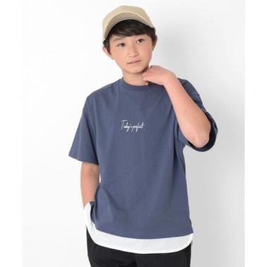 【大人向けサイズあり】【接触冷感】裾レイヤード無地半袖Tシャツ