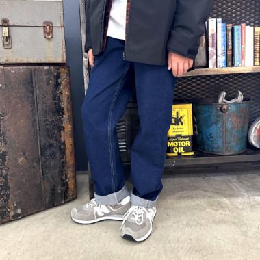 【大人向けサイズあり】[ストレート]ヴィンテージ加工ストレッチデニムパンツ