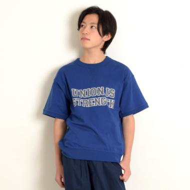 USAコットン・スウェットライクカレッジロゴプリント半袖Tシャツ