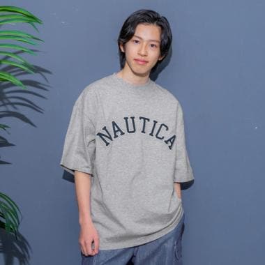 【NAUTICA】フロントロゴアップリケ刺繍半袖Tシャツ