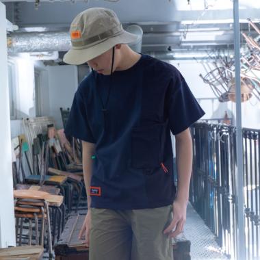 【Penfield】【防汚加工】異素材切り替えデザイン半袖Tシャツ