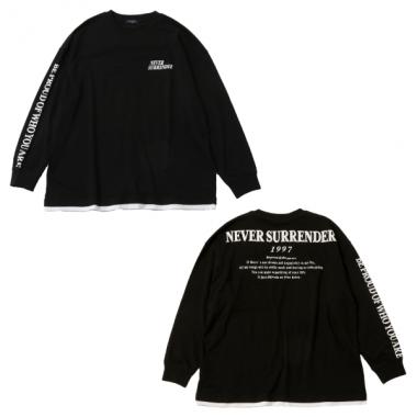 【STREET】バック発泡プリント袖ロゴビッグ長袖Tシャツ