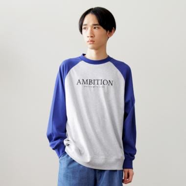 USAコットン・スウェTフロント刺繍ラグランビッグ長袖Tシャツ