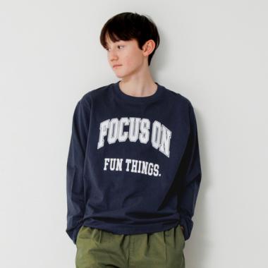 【プチプラ】フロントカレッジロゴ長袖Tシャツ