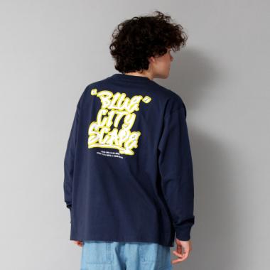 ストリートグラフィティ発泡プリントビッグ長袖Tシャツ