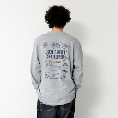 スケボーツールプリントビッグ長袖Tシャツ