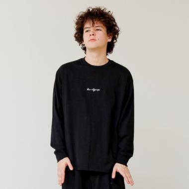 フロントシンプル刺繍長袖Tシャツ