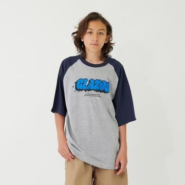 グラフィティプリントラグランスリーブビッグ半袖Tシャツ