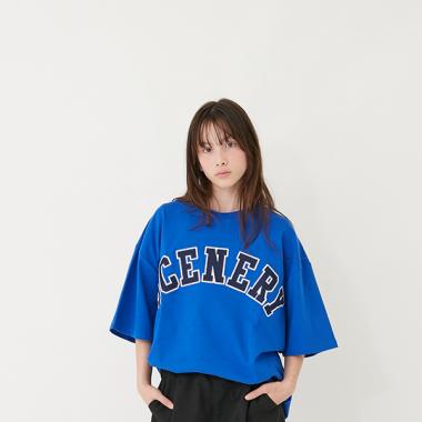 【GLSW.】【接触冷感】ハイクールコットン・アーチロゴアップリケ刺しゅう半袖Tシャツ