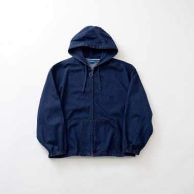 フードデニムジップアップジャケット