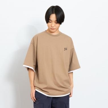 ワンポイント刺しゅうレイヤードTシャツ