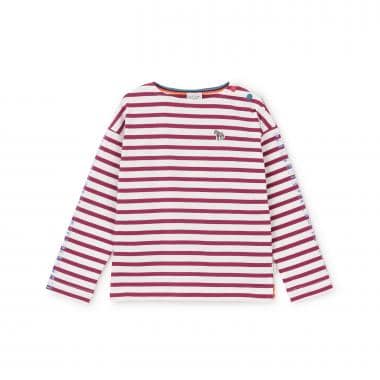 袖ロゴボーダー長袖Tシャツ