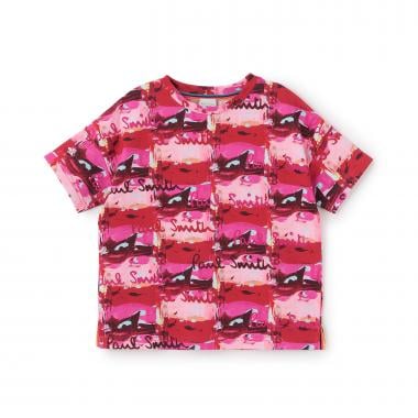 ロゴペイント総柄半袖Tシャツ