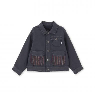ポケットストライプ刺しゅうデニムジャケット