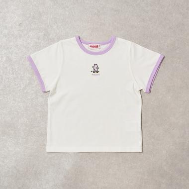 撥水】ワンポイント刺繍リンガーミニTシャツ(100cm モデレート ピンク 