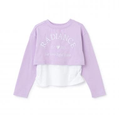 【綿100/防汚】レイヤード短丈長袖T