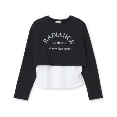 【綿100/防汚】レイヤード短丈長袖T